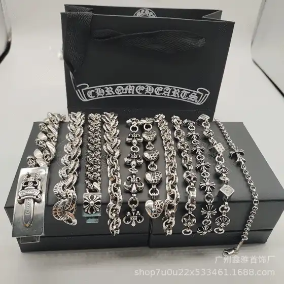 Ch Croton Bracelet S925 Label Sword Anchor Cross Flower Men's and Women's Hand Accessories European and American Retro Couple Thick Bracelet