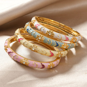 New Chinese Style Cloisonne Vintage Enamel Blue and White Porcelain Single Layer Bracelet Fashion Light Luxury High-end Ancient Style Bracelet
