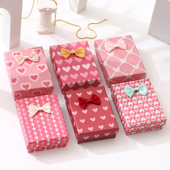 Jewelry Packaging Box, Jewelry Storage Box, Pink Bow, Mixed Colors, in Stock, Earrings, Bracelets, Cross-Border Gift Box