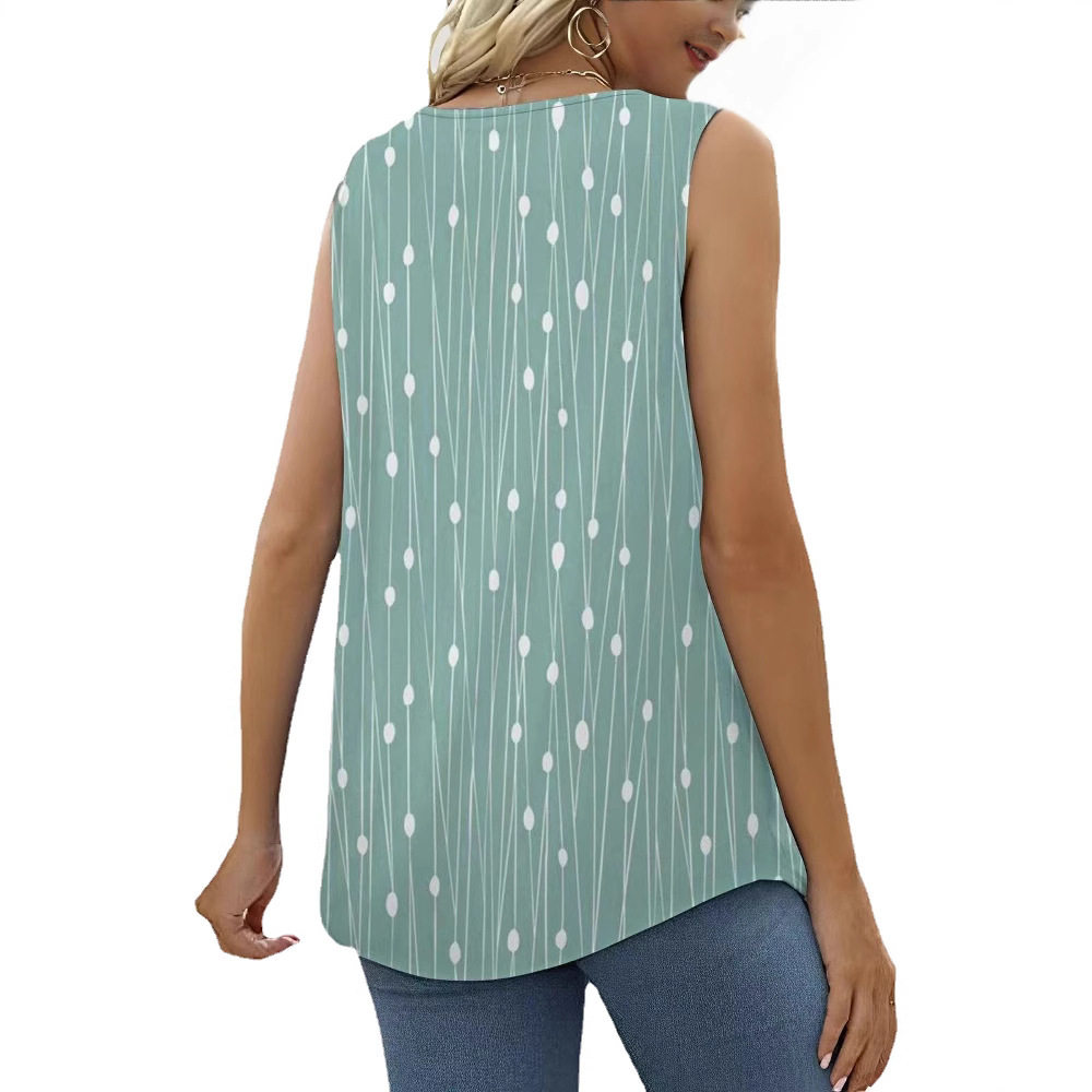 Sleeveless Polka Dot Tank Top Square Neck Casual Style Spring Fashion Wholesale Available custom packaging