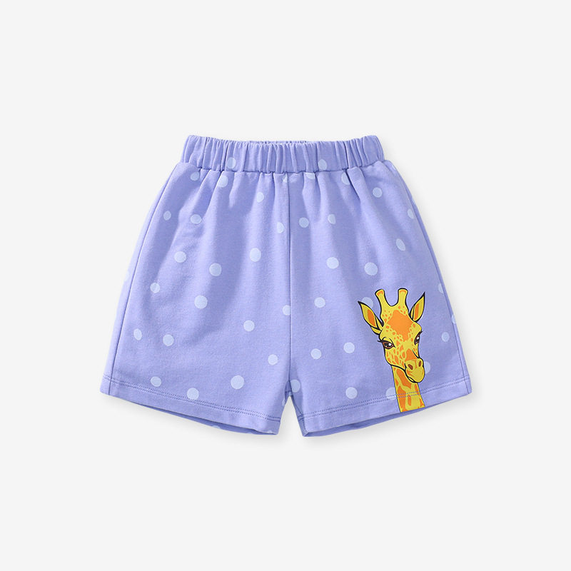 Jungen-Sommer-Baumwollshorts, Giraffen-Bedruckte Kinder-Hotpants
