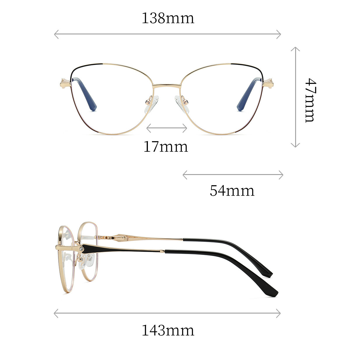2025 new fashion metal women's optical glasses frame anti-blue trend ultra light glasses frame manufacturers wholesale