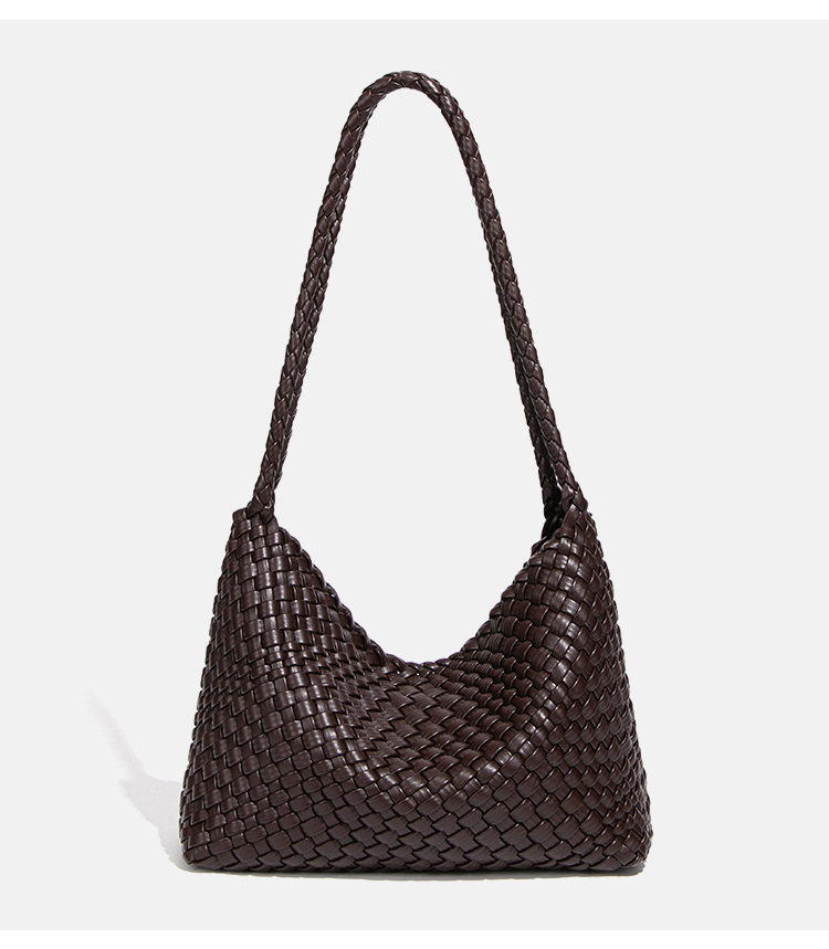 Túi tote nữ đan dệt phong cách thời trang đường phố, túi đeo vai và kẹp nách cỡ lớn — B2645 # Màu be, B2645 # màu đen, B2645 # Màu nâu., B2645 # Màu trắng ngà
