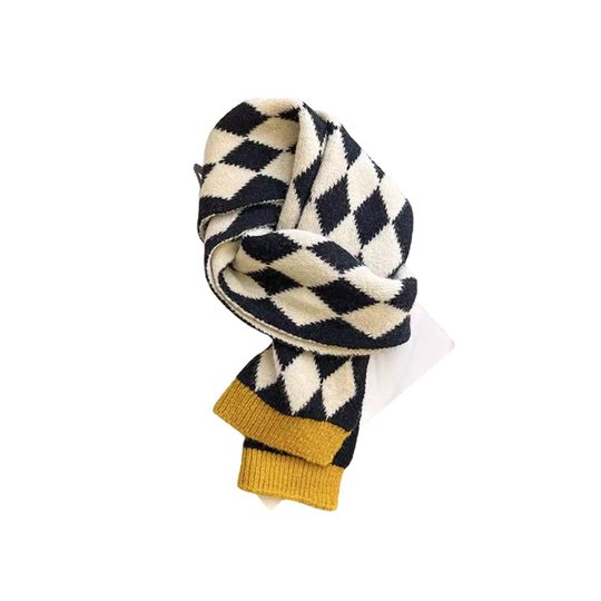 Children's scarf Korean-style autumn and winter warm Diamond Plaid knitted wool boys and girls scarf