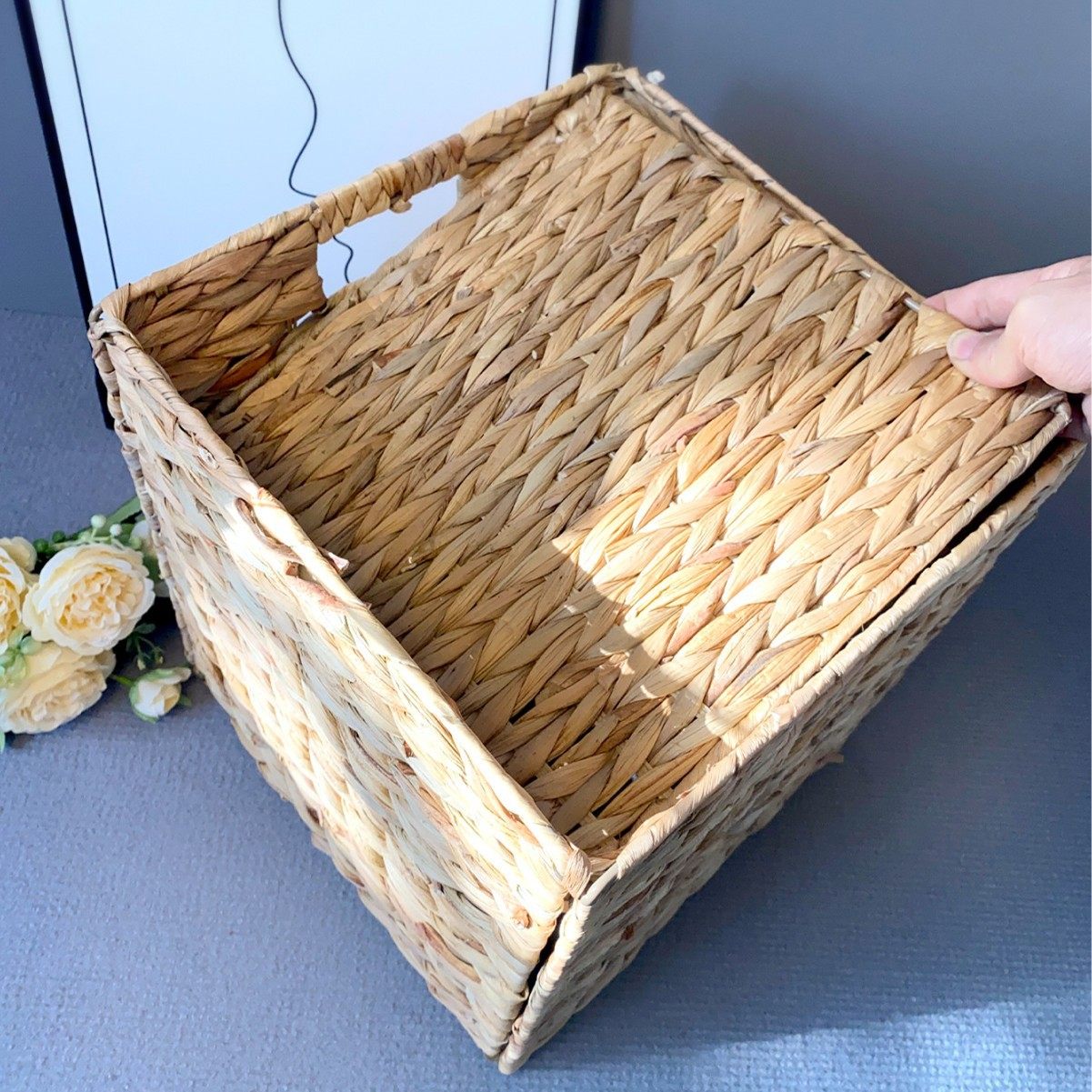Cross-Border Dropshipping Gourd Straw Woven Storage Basket Folding Storage Basket Rattan Storage Basket Bedroom Storage Basket Foldable