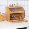 Bamboo bread box acrylic transparent double layer large capacity bread storage box wholesale kitchen dustproof sealed box