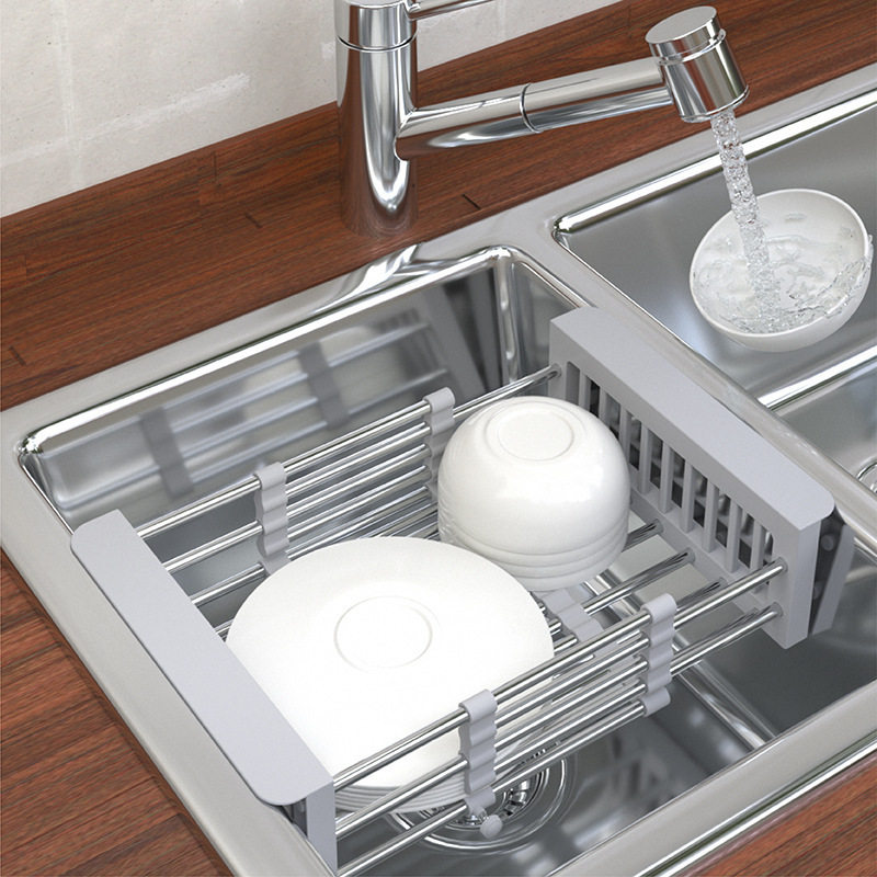 New retractable storage rack 304 stainless steel sink drain basket kitchen sink drain rack