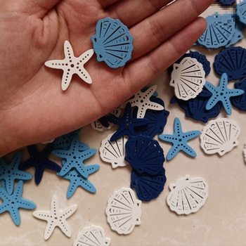3cm Starfish Shell Wood Chips Handmade DIY Decoration Kidsren's Building Blocks Ring Creative Mediterranean Style Sweater Decorative Buckle