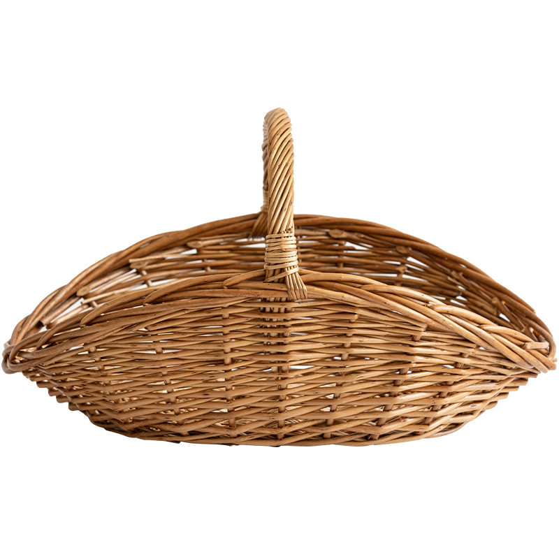 Wicker Large Storage Basket Rattan Fruit Basket Portable Basket Picnic Basket Vegetable Shopping Storage Basket Christmas Flower Basket