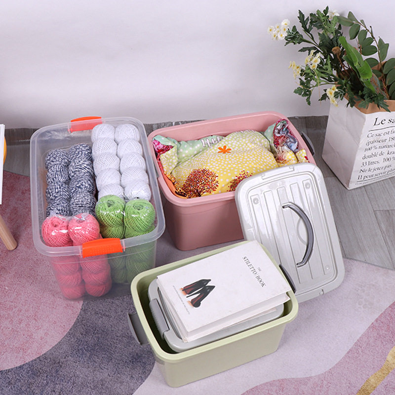 Large thick plastic storage box household clothes and toys transparent storage box car portable storage box with lid
