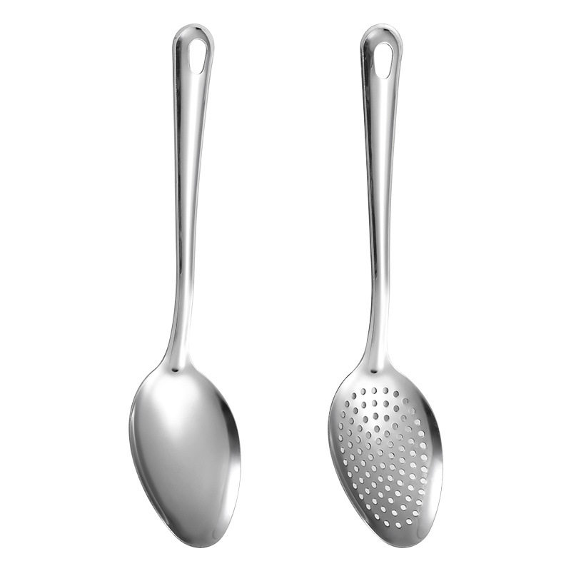 Buffet Special Sub-spoon Stainless Steel Colander Household Kitchen Long Handle Pointy Spoon Restaurant Public Vegetable Spoon for Fishing Gracilaria