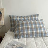 Unprinted Japanese Good Cotton Pillowcase Single Double Plaid Pillowcase Solid Color Plaid Washed Cotton Pillowcase