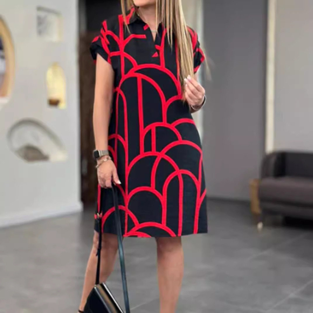 Summer Floral V Neck Pocket Short Sleeve Dress Womens Casual Style Perfect for Everyday Wear Wholesale Available