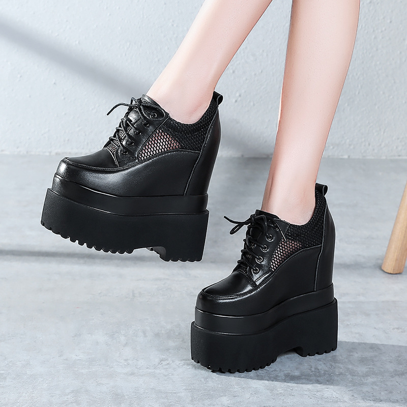 Giày Thể Thao Tăng Chiều Cao Nữ Cao 16cm Lưới Mỏng Tăng Chiều Cao Đế Cao Hàng Mùa Xuân Thu Đông