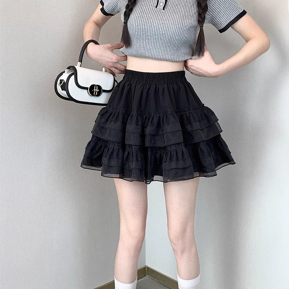 Lace A Line Mini Skirt High Waist Tulle Fabric Ballet Style Spring Summer Fashion Wholesale Available