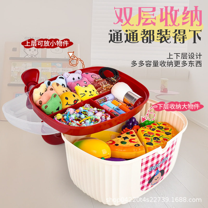 Ins Style Kidsren's Hairpin Stationery Magic Bow Storage Box Transparent Dustproof Storage Box Double Layer Hair Accessories Box