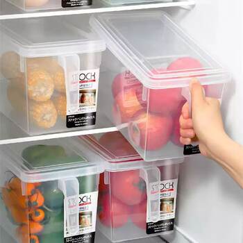 Cross-Border Refrigerator Storage Box Fruit and Vegetable Sealed Transparent Fresh-Keeping Storage Box Plastic Refrigerated Storage Freezer Box