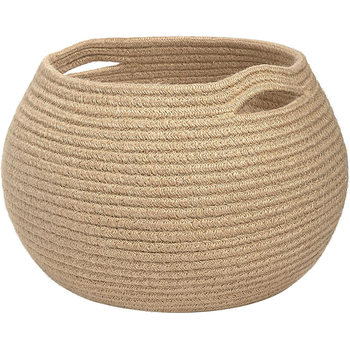 Cross-Border Hot Selling Manufacturer Direct Sales Round Cotton Rope Storage Basket with Handle Storage Basket Storage Basket Woven Basket Storage