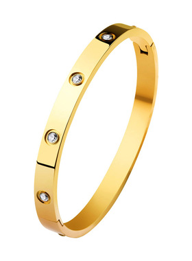 轻奢级感手镯钛钢18k金色开口极简风不褪色卡家网红同款ins潮女