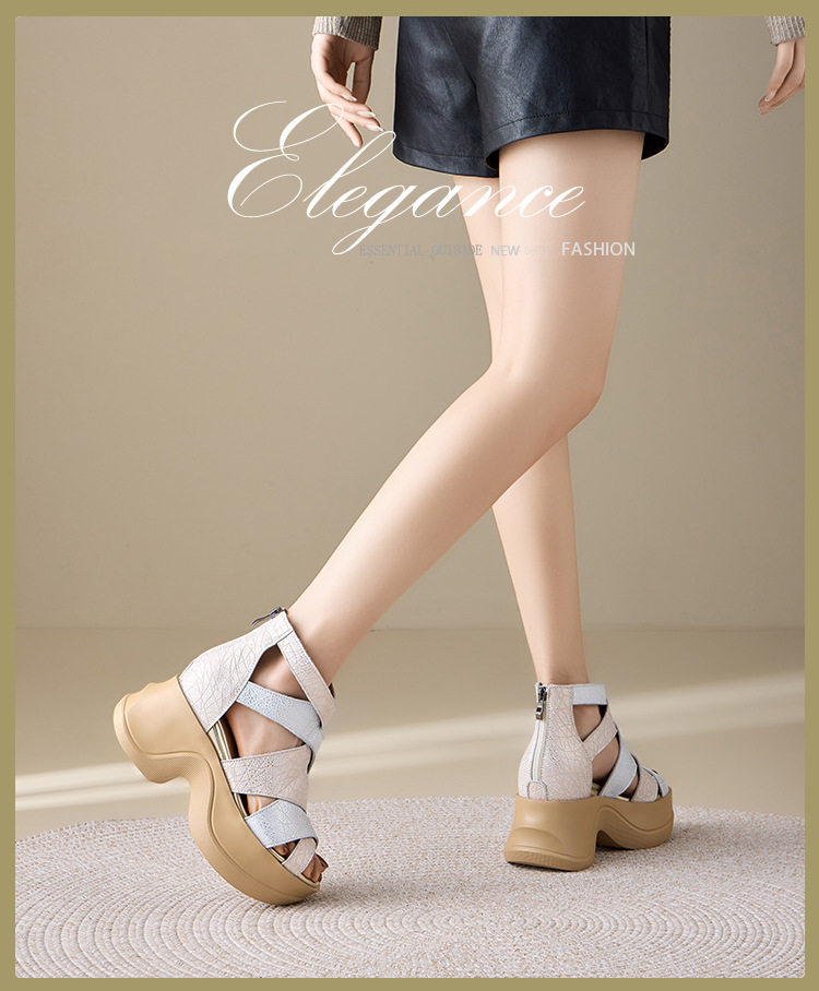 Sandal cao gót nữ hở mũi đế xuồng 10 cm, phong cách trẻ trung, đa năng — [Vàng nhạt], [Đen] chi tiết 1