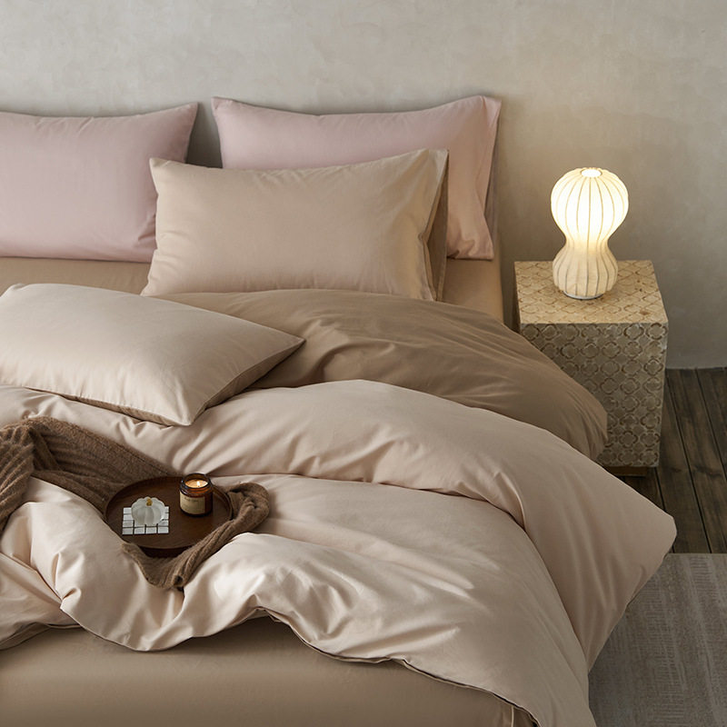 100-Count Brushed Long-Staple Cotton Bed Sheet Four-Piece Set, 100% Cotton Brushed Fitted Sheet Four-Piece Set, Pure Cotton Thickened Brushed