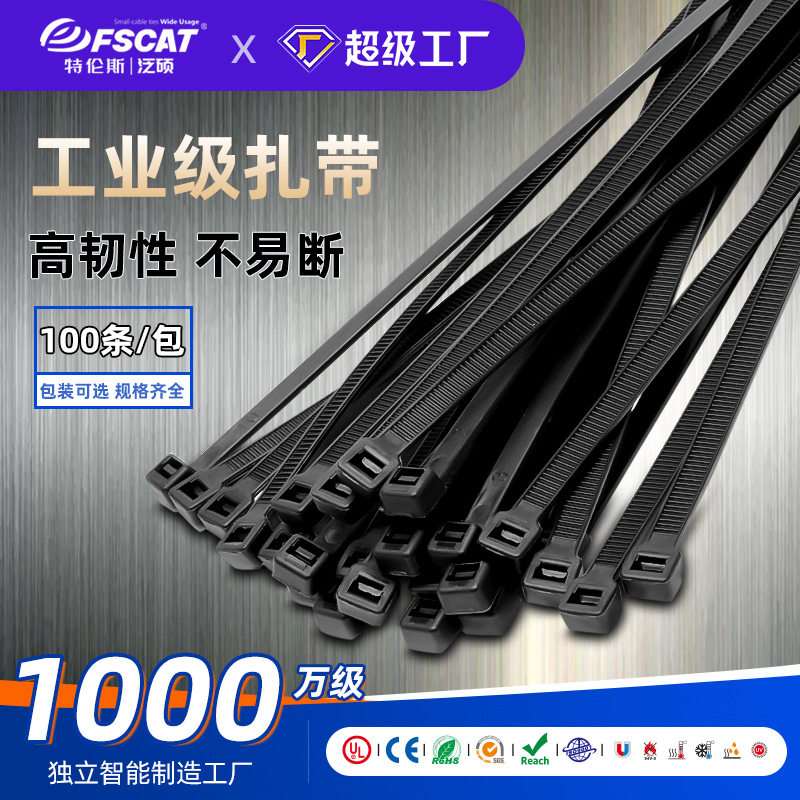 Panshuo Nylon Cable Ties, Plastic Strong Anti-Theft Cable Ties, Self-Tightening National Standard Black and White Straps, Binding Straps
