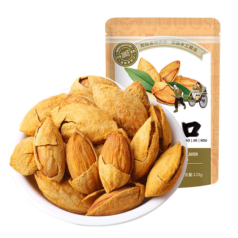 Laojiekou Thin-Shell Milky Almond 120g Hand-Peeled Large Almond Nuts Roasted Seeds and Nuts Dried Almonds