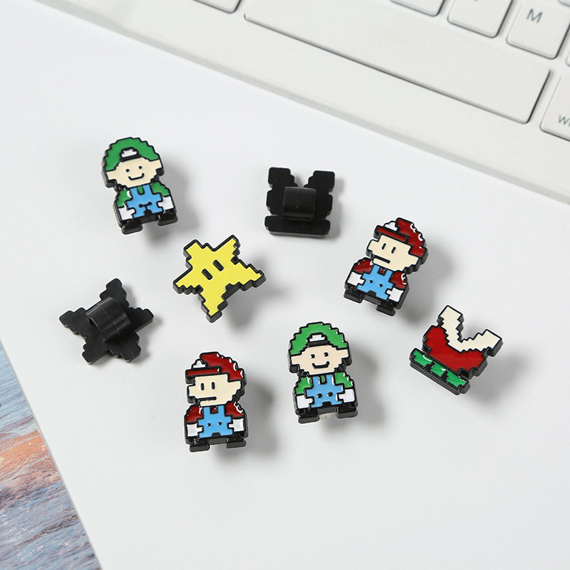 New Cartoon Pixel Mario Clogs Shoe Charms DIY Shoe Buckle Accessories Integrated Buckle 3D Cute Shoe Charms