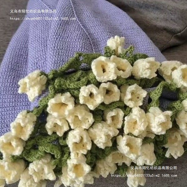 Rose Blanket Finished Flower Blanket Pure Handmade Yarn Crochet Lily of the Valley Bouquet Gift for Women Finished Flower Blanket Knitting