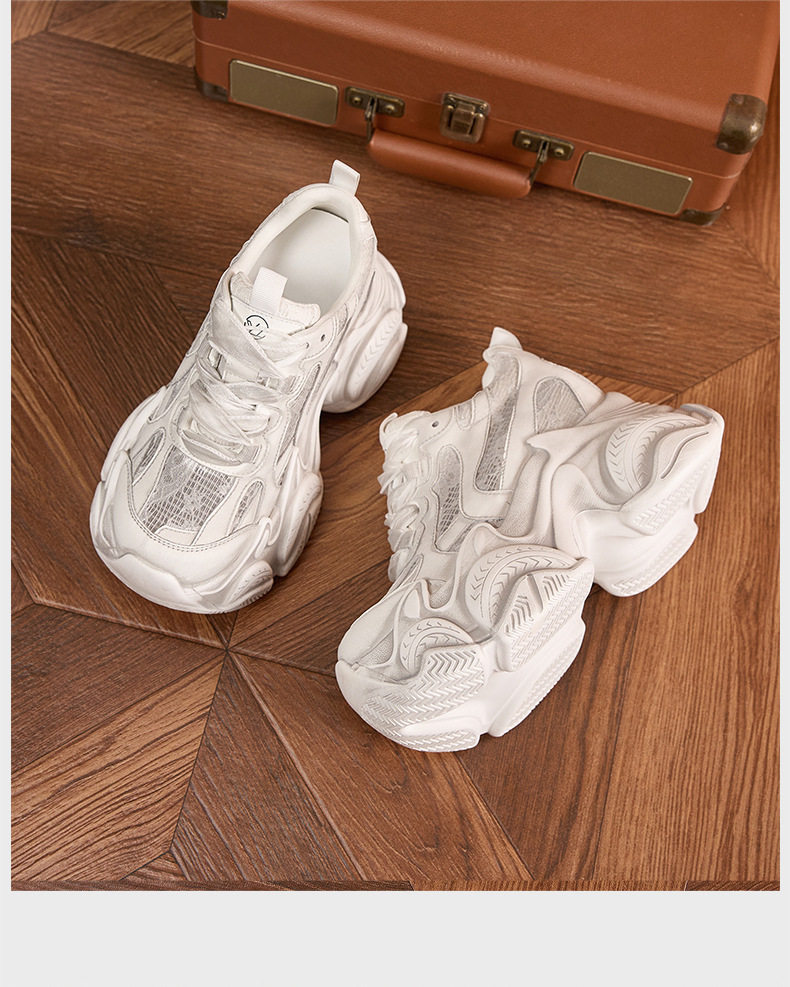 Giày sneaker nữ chunky đế dày phối màu cổ điển, đế cao 8 cm — Xanh lá, Đỏ, Xám chi tiết 21