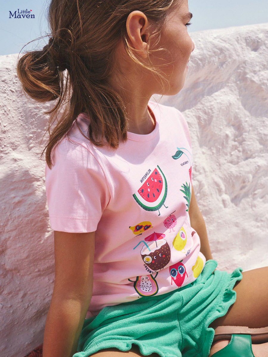 New Cartoon Kids' Top, Summer Cute Girls' Short-sleeve Cotton T-shirt