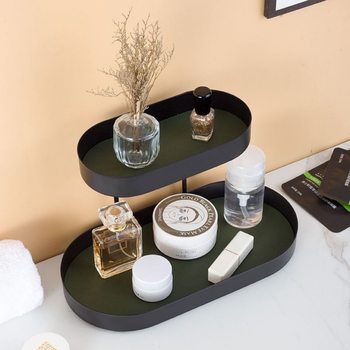 Scandinavian Style Iron Storage Tray Ins Style Desktop Storage Box Oval Key Tray Entrance Storage Rack