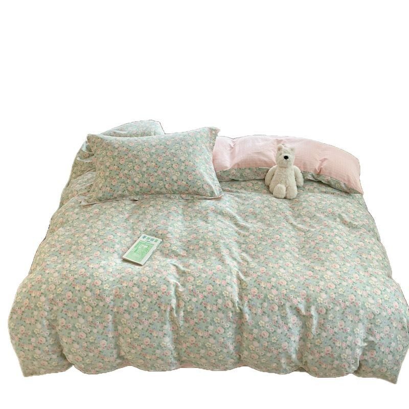 Ins Pastoral Style Small Floral 100 Cotton Bed Four-piece Set Cotton Twill Quilt Cover Bedding Three-piece Set