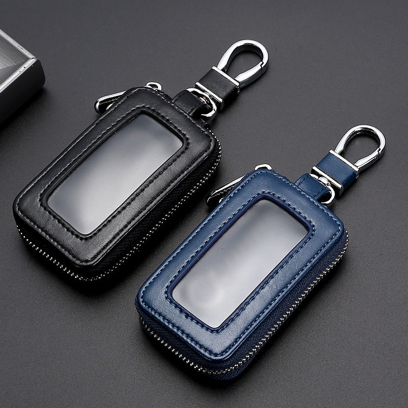 New genuine leather couple key case large capacity Mirror Window women's car remote control zipper key case exquisite retro
