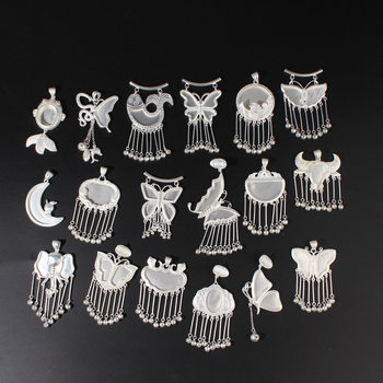 Butterfly Pendant with Bell Embroidery, Silver Setting, Guizhou Ethnic Style, Traditional Embroidery, Handmade Necklace Accessories Wholesale