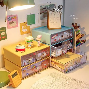Student Dormitory Storage Organizer Desk Drawer-Type Desktop Storage Box Handbook Stationery Desk Storage Rack