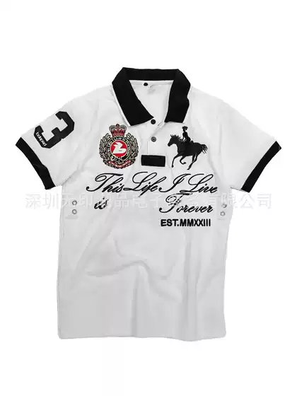 European and American Fashion Cool Multi-Embroidered Stereo Splicing Pattern Loose Polo Shirt for Men and Women