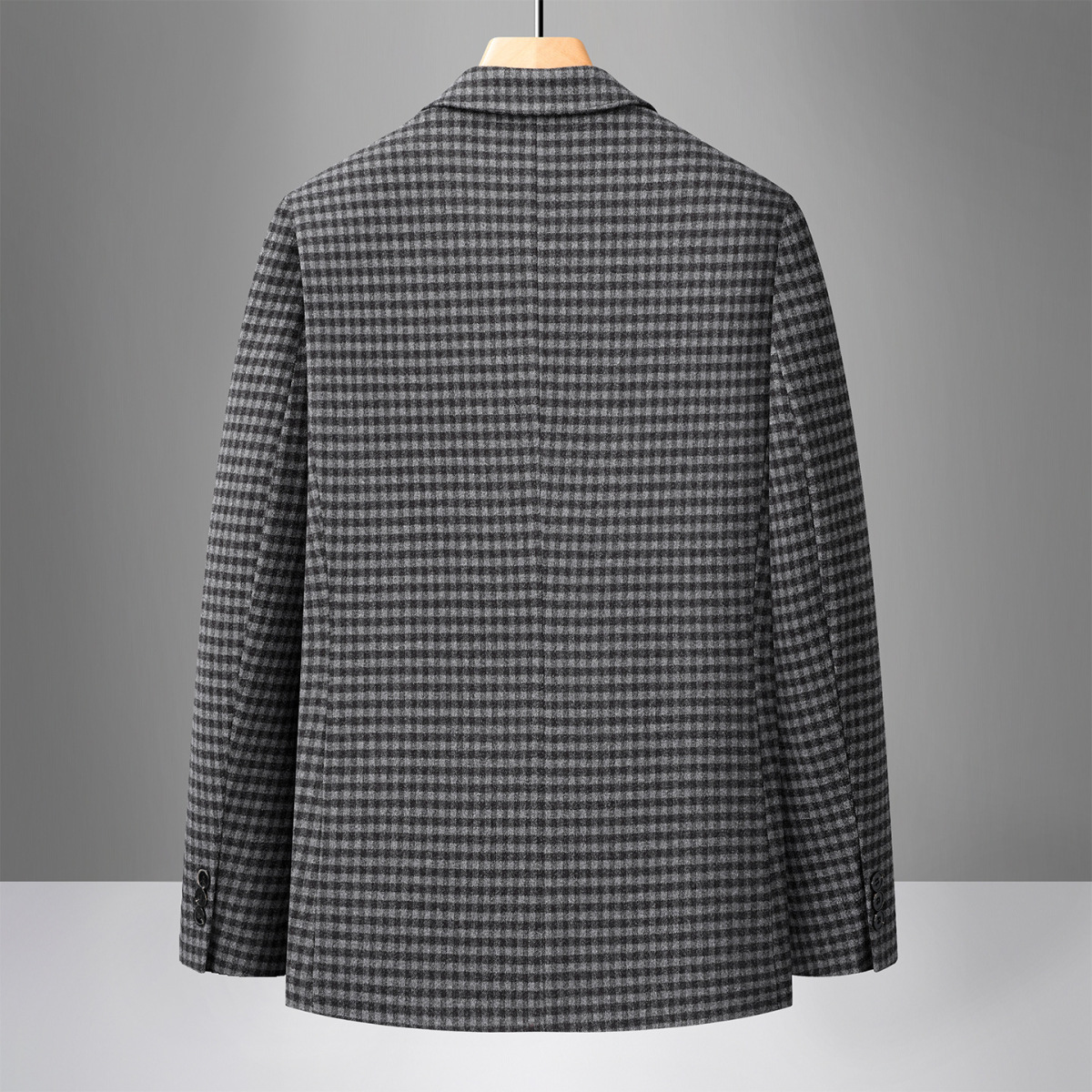Áo blazer nam họa tiết kẻ ô dáng ôm co giãn chống nhăn — Kẻ sọc xanh xám, Bóng tối