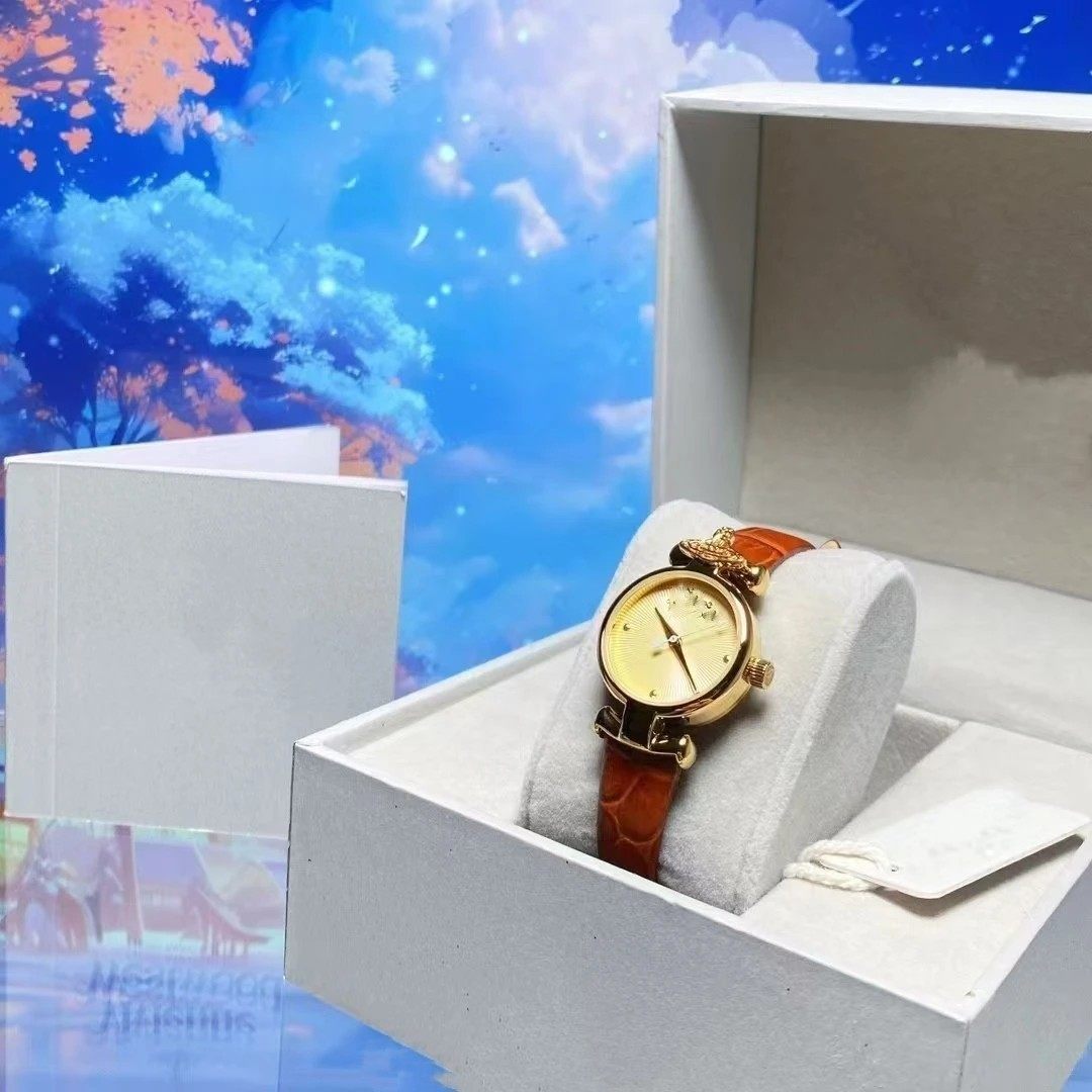 Vivinne Queen Mother Vivienne Small Dial Fashion Retro Quartz Watch Versatile Genuine Leather Waterproof Watch