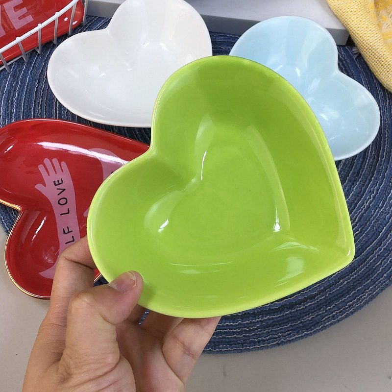 Innovative Irregular Bowl Ceramic Dibble Plate Peach Heart Dessert Baking Bowl Candy Color Love Bowl Household Snack Rice Bowl