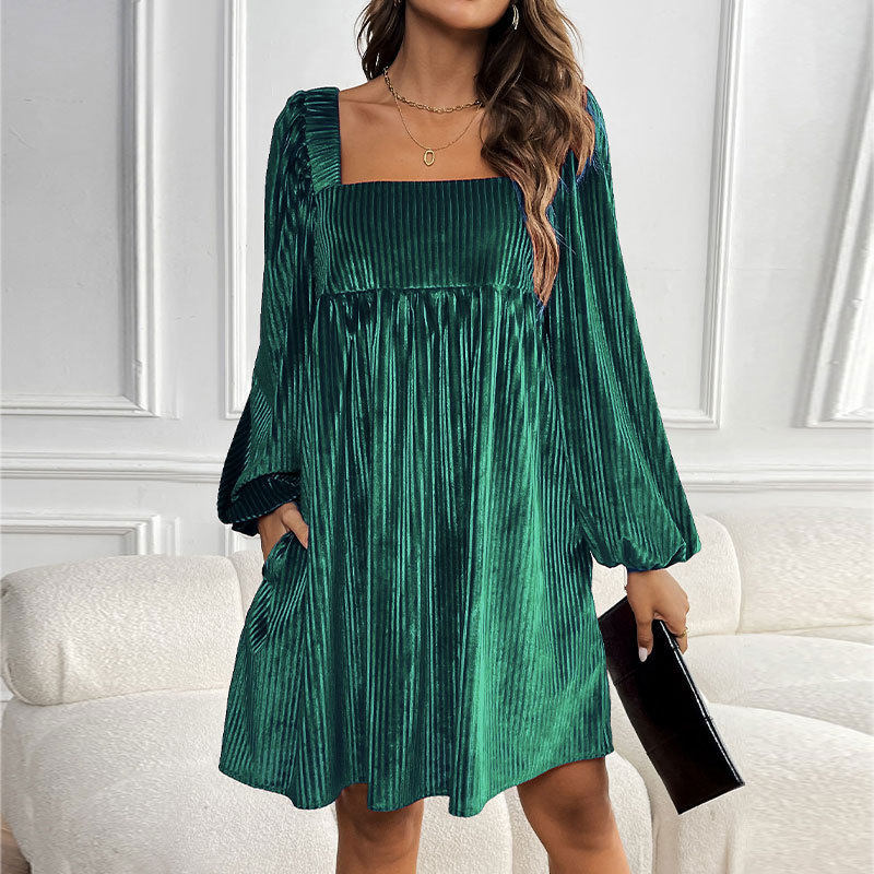 Velvet Party Dress Loose Fit Elegant Style Christmas Theme Wholesale Available fast shipping