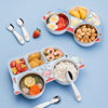 304 Stainless Steel Children's Car Dinner Plate Removable and Washable Baby Food Bowl Creative Cartoon Split Plastic Plate Set