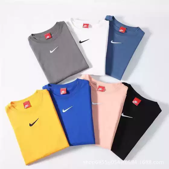 Small Book Cotton Embroidered Short-sleeved Summer Round Neck Casual All-match Men's and Women's Student Couple Sports Trendy T-shirt