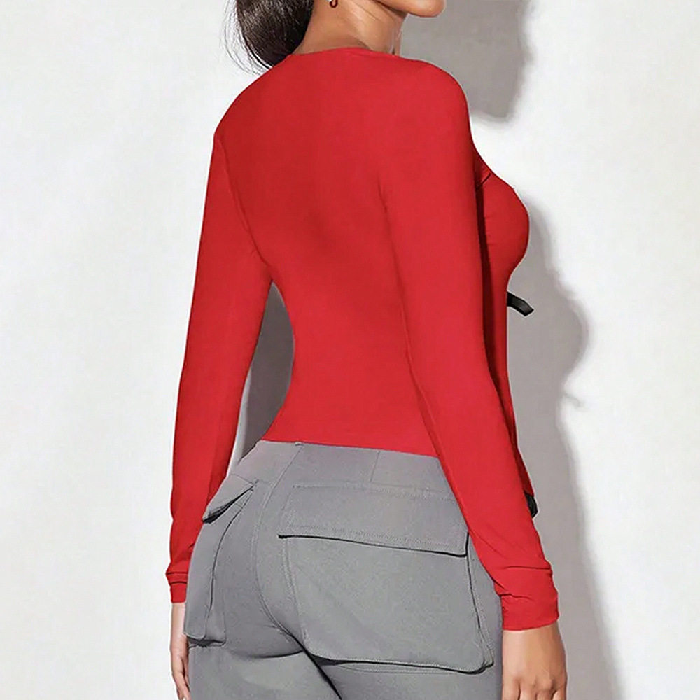 Unique Design Red T Shirt Spring Summer Style Sexy Fit Comfortable Fabric Womens Casual Wear Wholesale Available