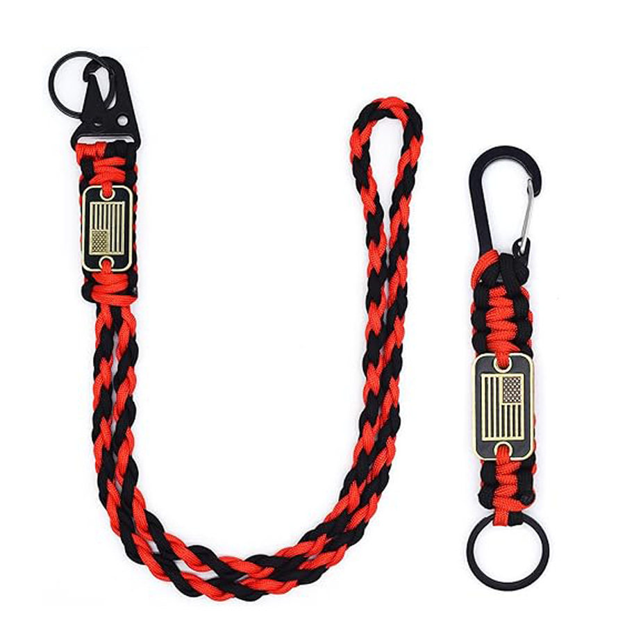 重型编织伞绳挂绳钥匙扣带美国国旗编织坚固挂绳适合户外活动旅行