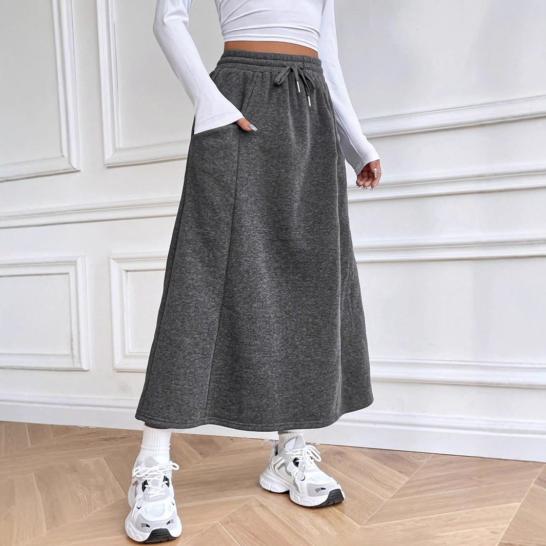 Casual Midi Skirt Elastic Waist Versatile Design Autumn Winter Style Wholesale Availability bulk order