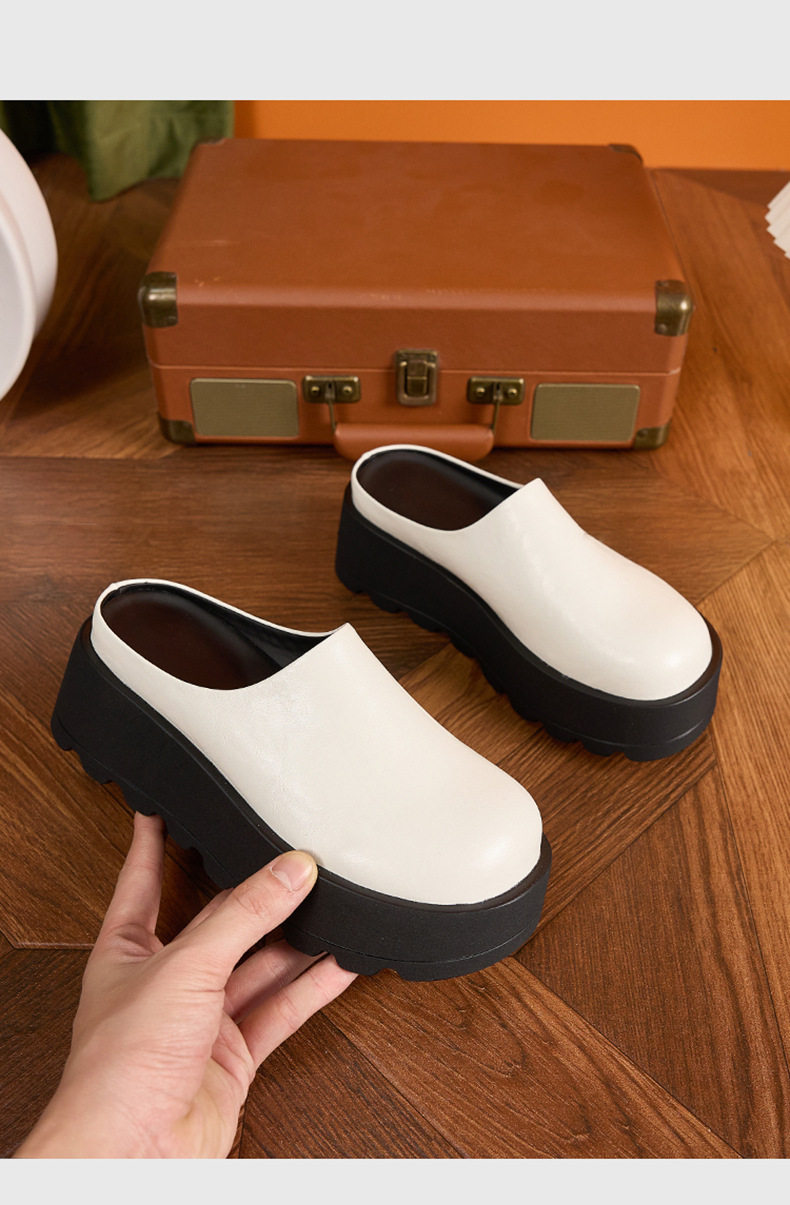 Dép sandal nữ quai chữ V đế dày phong cách Birkenstock — Đen, Trắng chi tiết 13
