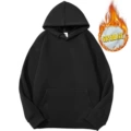 Black velvet hooded fleece sweatshirt
