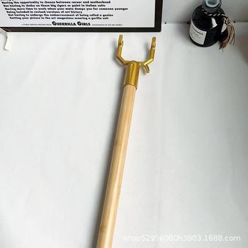 Clothes Drying Rod Wooden Non-Extendable Clothes Hanger Bamboo Household Clothes Fork Rod Clothes Drying Rod Solid Wood Clothes Hanger Rod