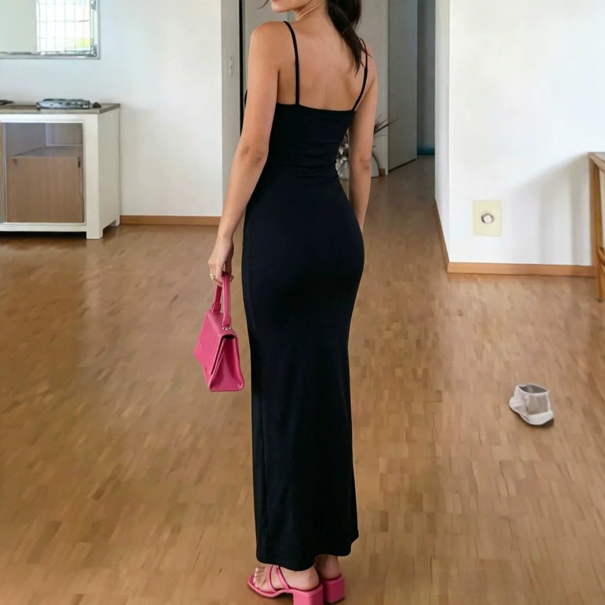 Bodycon Midi Dress Slim Fit Adjustable Straps Versatile Style Perfect for Dates and Vacations Wholesale Available